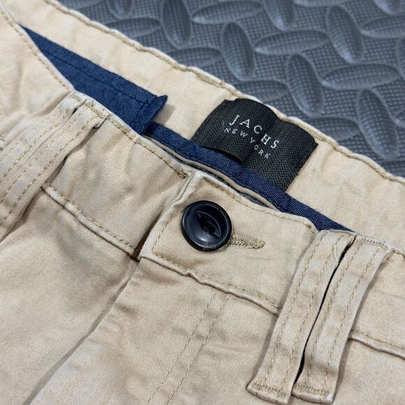 JACHS New York Chino Pants Mens 32x30 Tan Straight Leg Slim Fit Slash Pockets - Picture 4 of 7